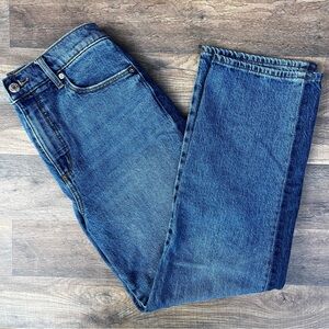 LOFT The Straight Jeans Vintage Wash with Darker Denim Sides